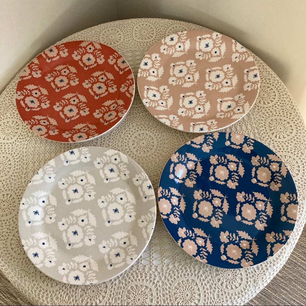 Pier 1 Ironstone botanical floral salad plates set of 4